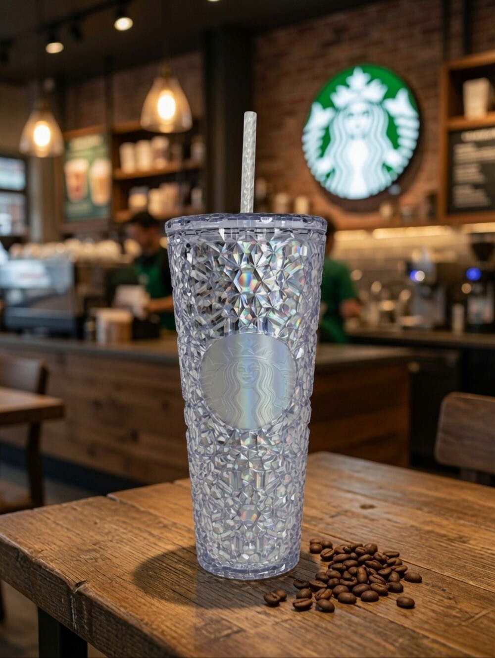 🌼2024 Starbucks Silver Iridescent Gem 24oz Tumbler Cup